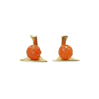 Signed Modernist Earrings by Ed Weiner in 14k Gold and Carnelian