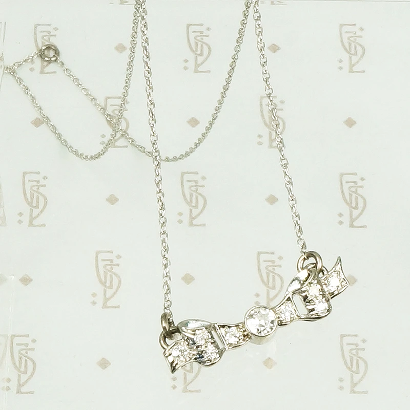 Pretty 1920s Diamond Set Bow Necklace