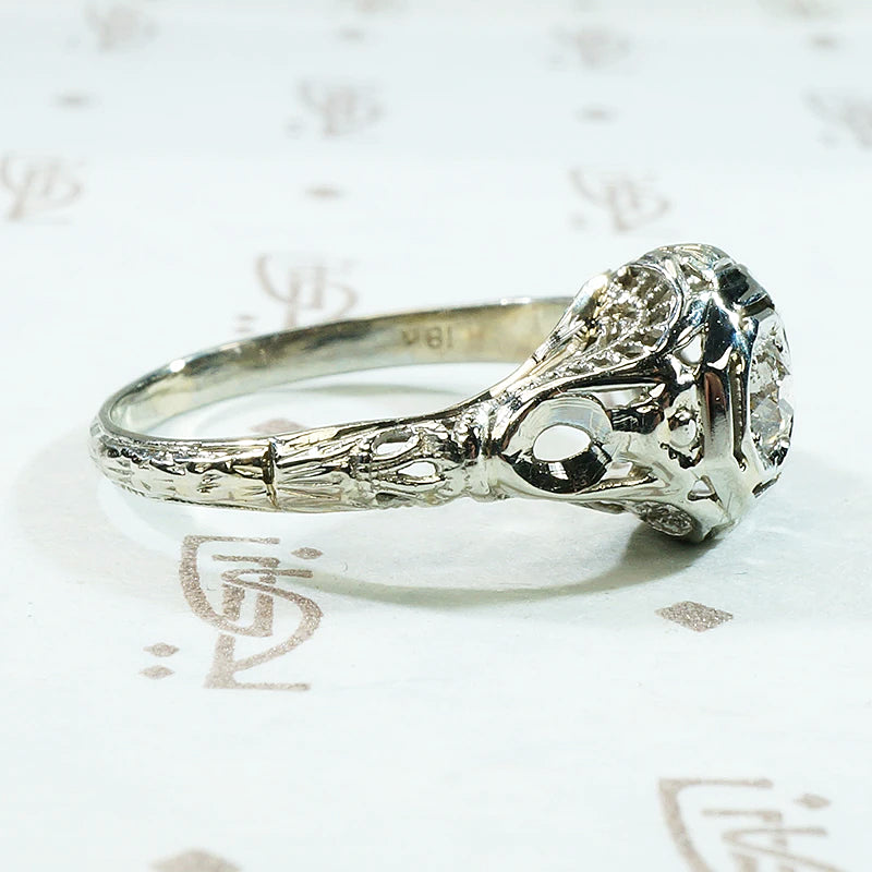 Dreamy Detailed OMC Diamond Solitaire Deco Ring