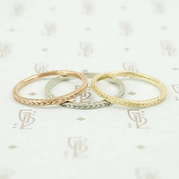 Wheat Recycled Revival band in rose, yellow and white gold.
