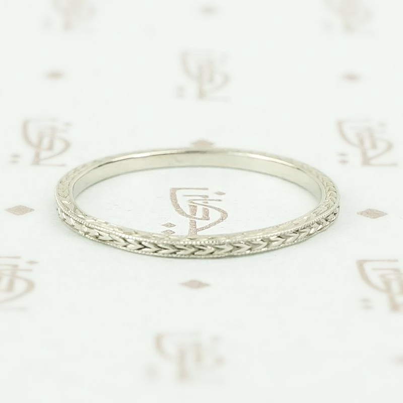 Wheat Recycled Revival band in white gold.