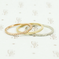 Wheat Recycled Revival band in rose, yellow and white gold.
