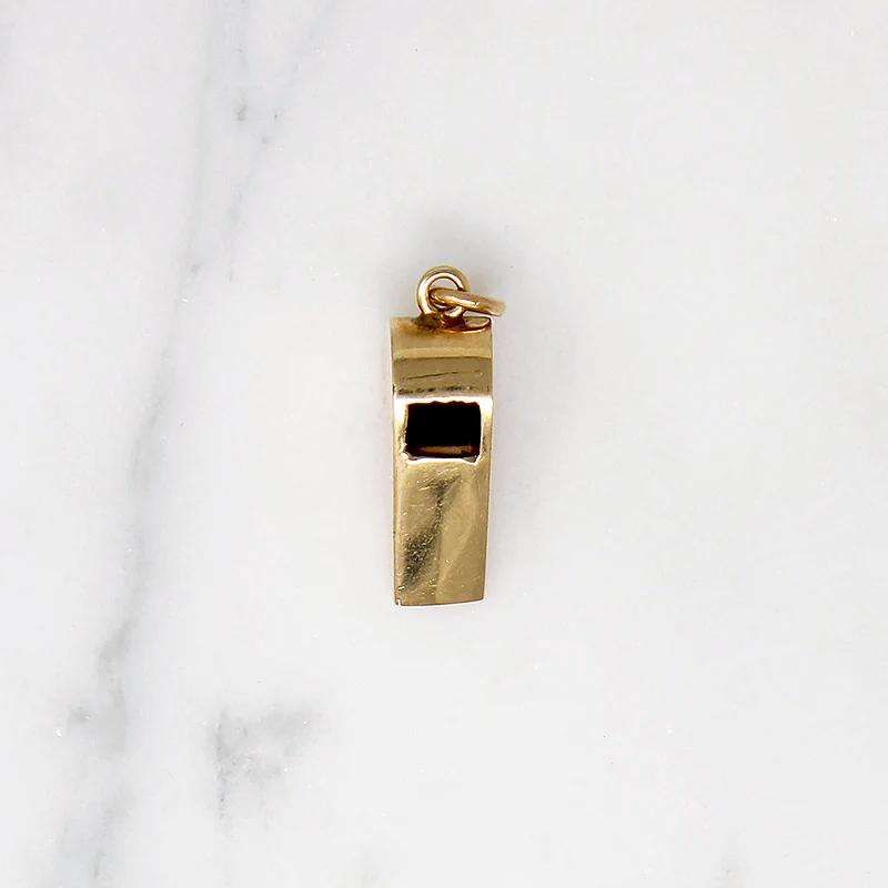 Bitty Working Whistle Gold Charm