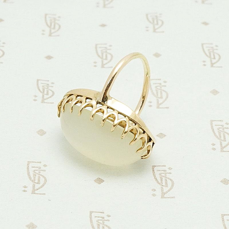 Mystical Translucent White Agate Ring, side view.