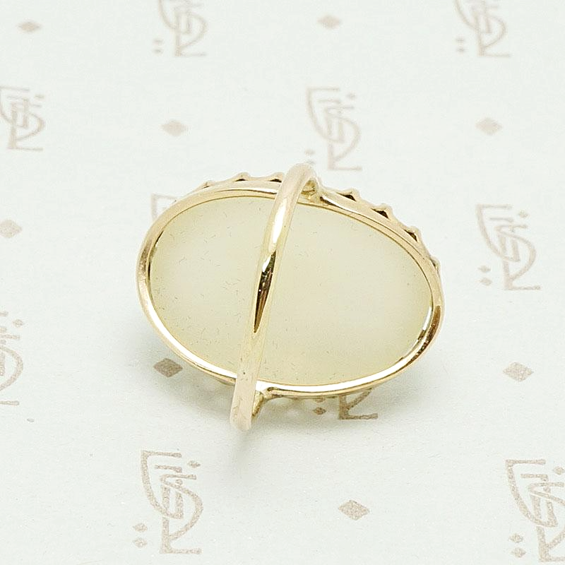 Mystical Translucent White Agate Ring, back view.