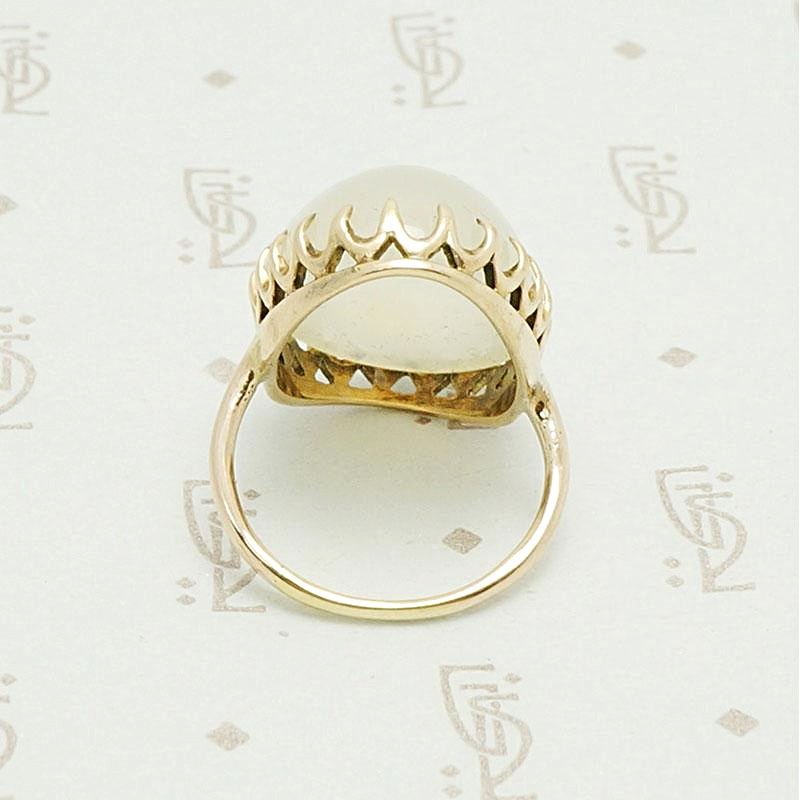 Mystical Translucent White Agate Ring, back view.