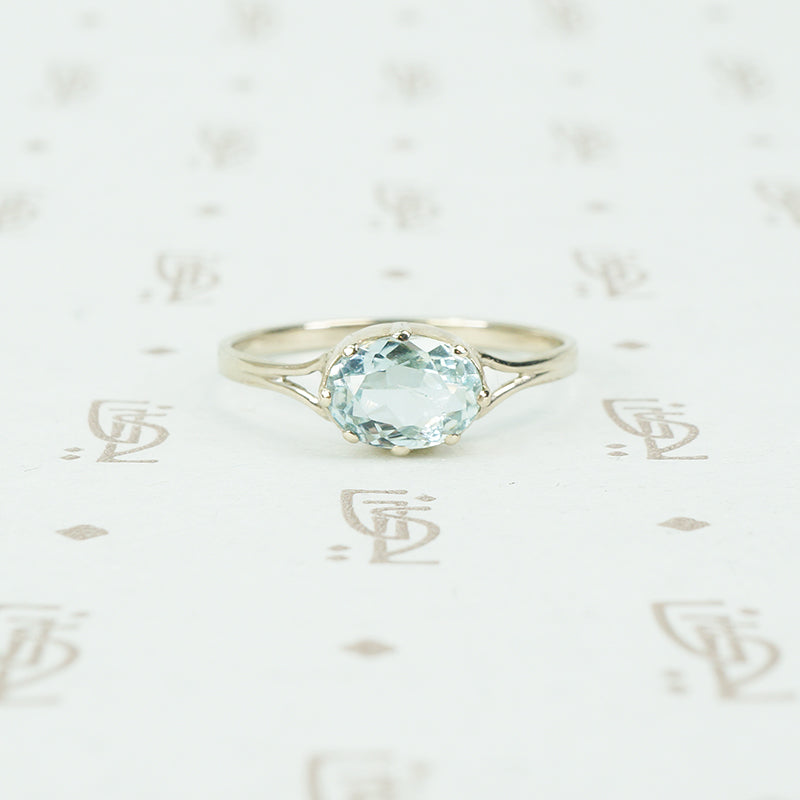 Recycled White Gold Vintage Aqua Ring