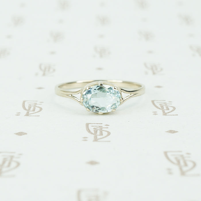 Recycled White Gold Vintage Aqua Ring