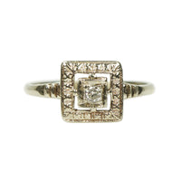 Sweet 1940's White Gold and Diamond Ring