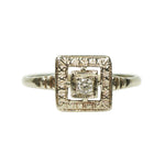 Sweet 1940's White Gold and Diamond Ring