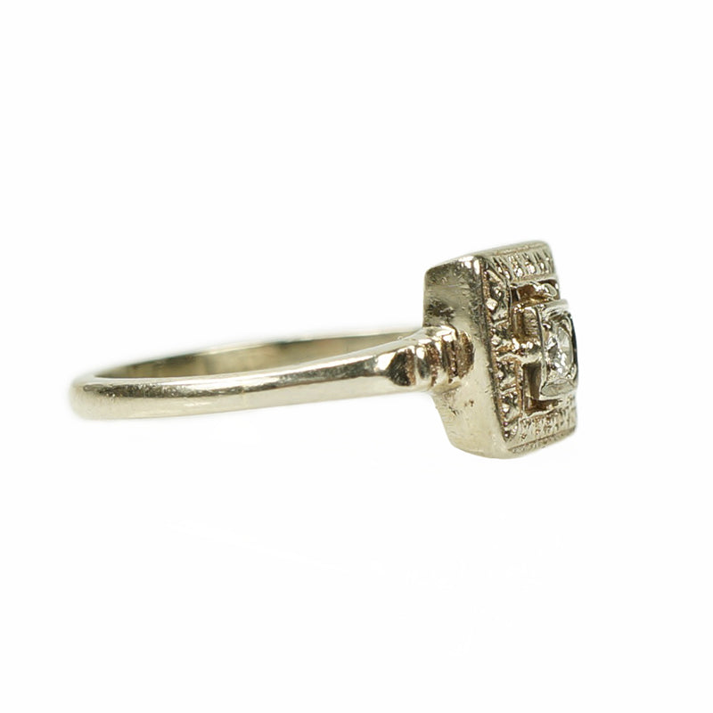 Sweet 1940's White Gold and Diamond Ring
