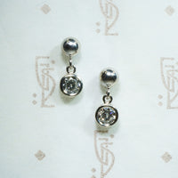 14k white gold ball stud diamond drops