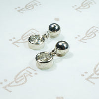 Simple White Gold Vintage Diamond Dangly Earrings