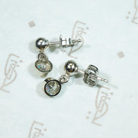 Simple White Gold Vintage Diamond Dangly Earrings