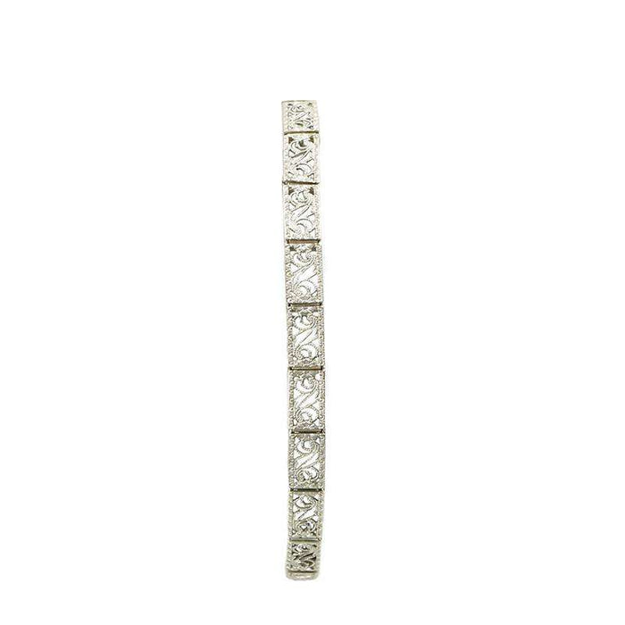 Vintage White Gold Filigree Bracelet