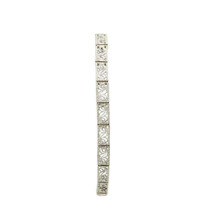 Vintage White Gold Filigree Bracelet