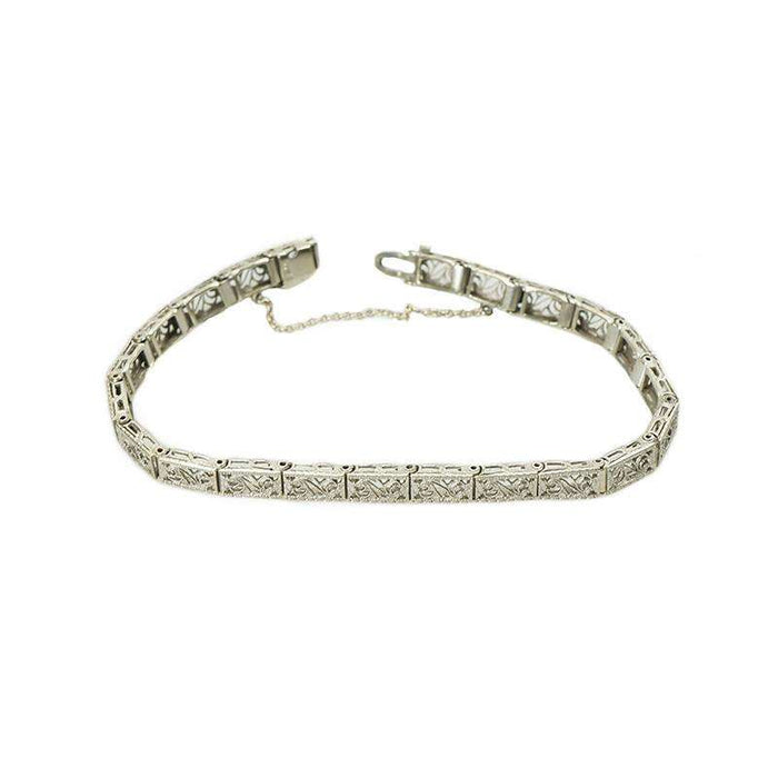 Vintage White Gold Filigree Bracelet