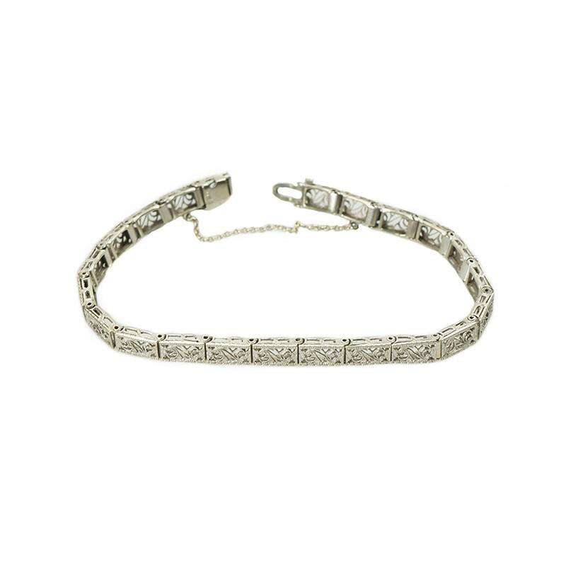 Vintage White Gold Filigree Bracelet