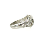 Vintage Aquamarine White Gold Filigree Ring
