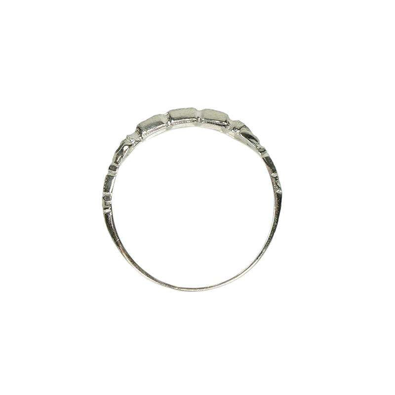 Fancy Vintage White Gold Diamond Band - Gem Set Love