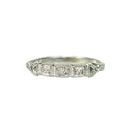 Fancy Vintage White Gold Diamond Band - Gem Set Love
