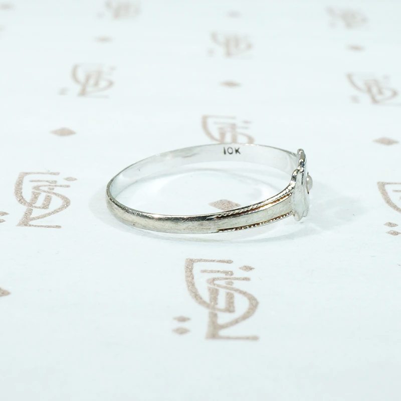 Tiny White Gold Pearl Ring