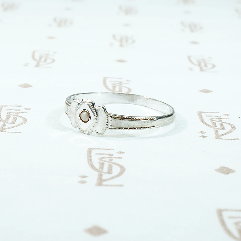Tiny White Gold Pearl Ring