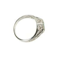 Vintage Aquamarine White Gold Filigree Ring
