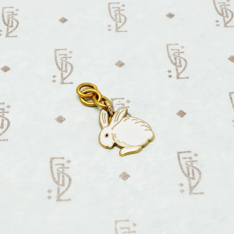 enameled white rabbit charm