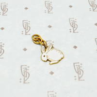 enameled white rabbit charm