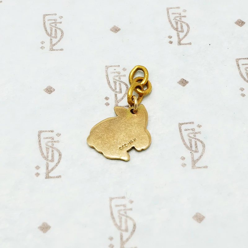 enameled white rabbit gold charm