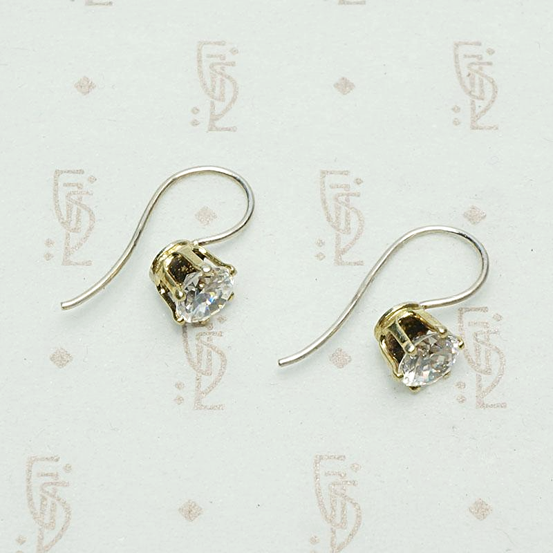 1950s Crystal & Gilt Ear Bobs, side view.