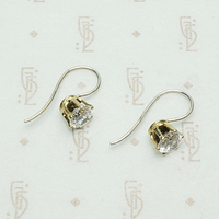 1950s Crystal & Gilt Ear Bobs, side view.