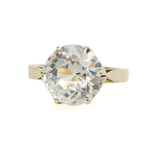 Vintage 5ct White Sapphire Solitaire in Rose Gold