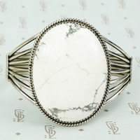 vintage sterling silver 1970's white turquoise cuff bracelet