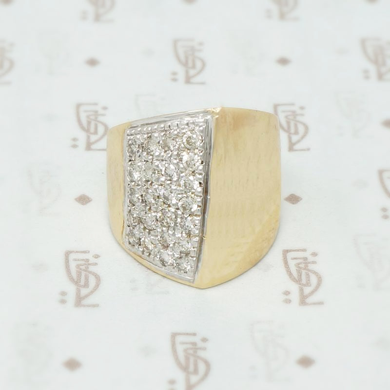 super wide gold and diamond band