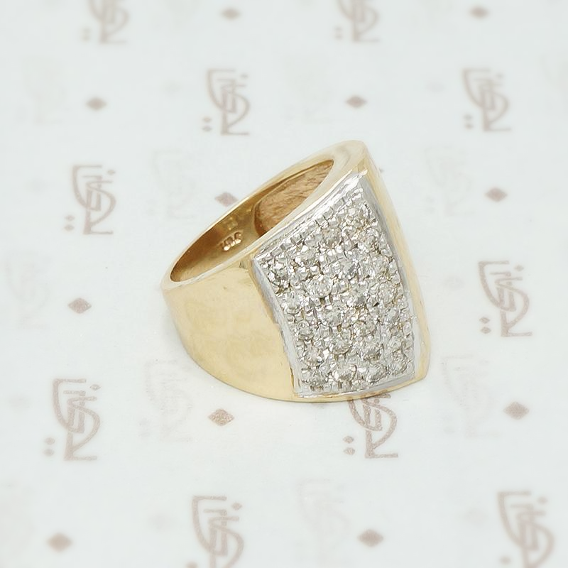 super wide gold and diamond band