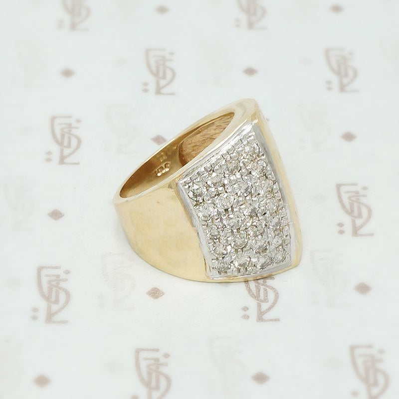super wide gold and diamond band