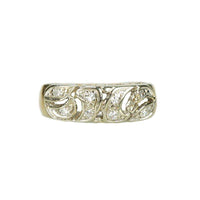 Wide Paisley Design Vintage Diamond Band - Gem Set Love