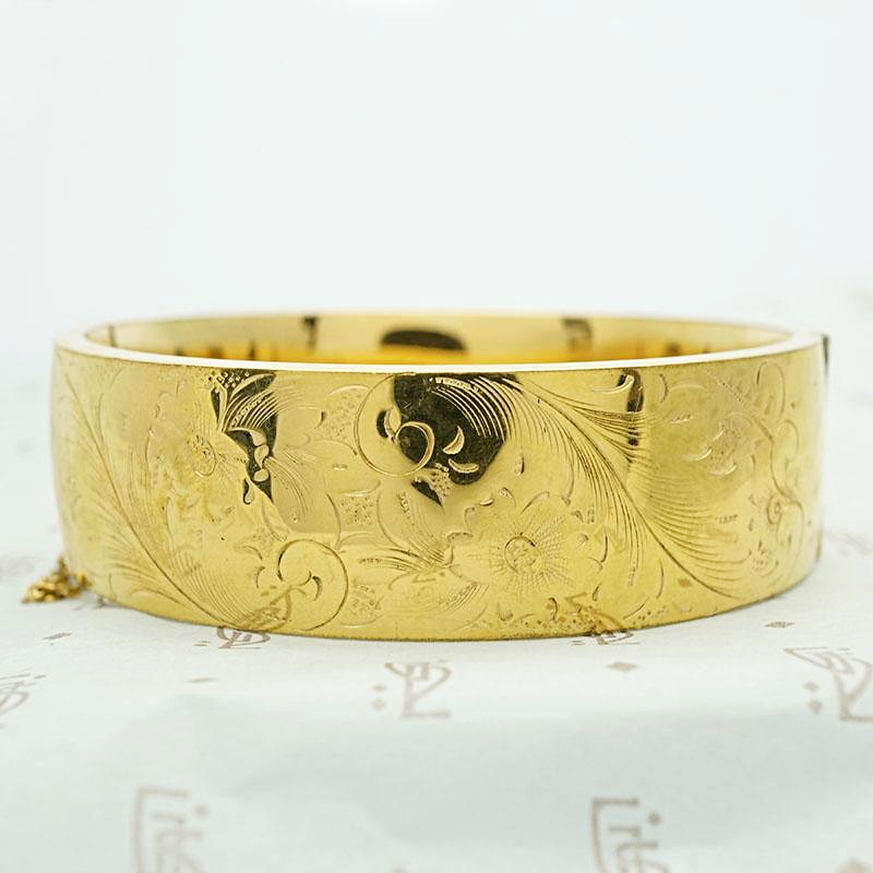 Wide Engraved Victorian Revival Bracelet