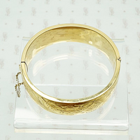 Wide Engraved Victorian Revival Bracelet, top view.