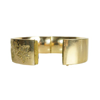 Wide Victorian Gold Filled Bangle with Floral Engraving - Gem Set Love