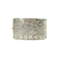 Wide engraved silver hinged Victorian Bangle