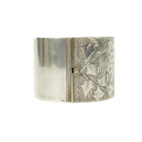 Wide engraved silver hinged Victorian Bangle