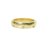 Heavy Vintage Gold Wedding Band with Star set Diamonds
