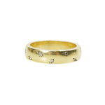 Heavy Vintage Gold Wedding Band with Star set Diamonds