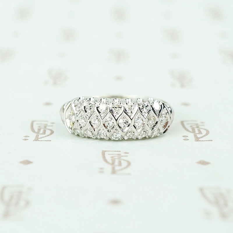 fancy wide white gold diamond band vintage 