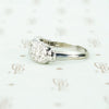 fancy wide white gold diamond band vintage side view