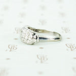 fancy wide white gold diamond band vintage side view