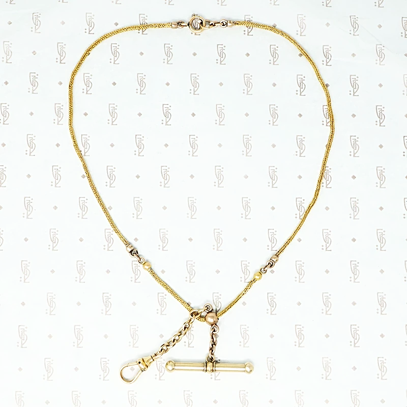 gold short antique chain with t bar and hook